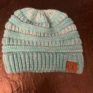 light blue C.C. beanie